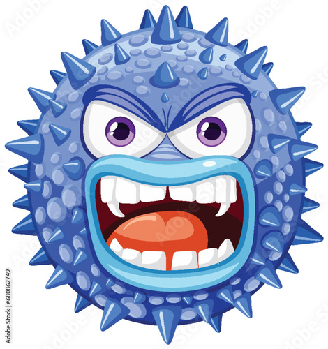 Spiky Bacteria Germ Virus Monster Cartoon Character © brgfx