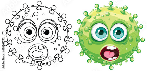 Green Bacteria Germ Virus Monster Cartoon Character