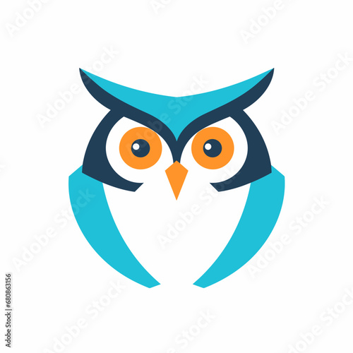 Software migration services filled colorful logo. Intelligence business value. Simple minimalist owl icon. Design element. Created with artificial intelligence. Ai art for corporate branding