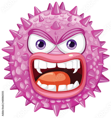 Spiky Bacteria Germ Virus Monster Cartoon Character