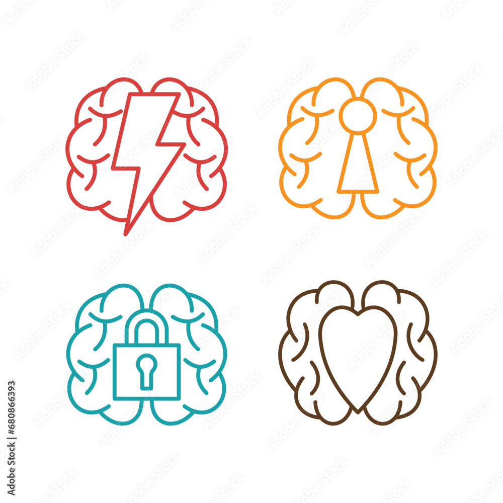 Brain logo design. Brainstorm think idea logo inspiration Brain logo design. Brainstorm think idea logo inspiration