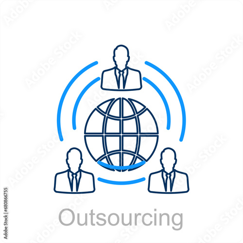 Outsourcing and hr icon concept 