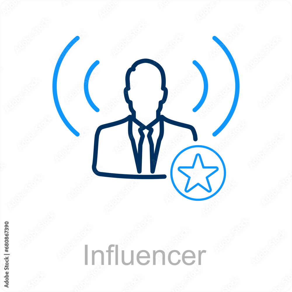 Influencer and advertisement icon concept Influencer and advertisement icon concept