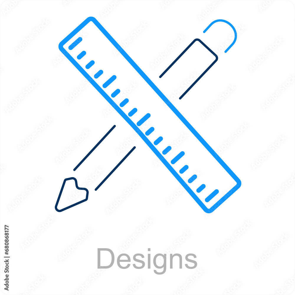 Designs and tools icon concept 