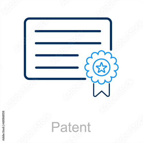 Patent and diploma icon concept 