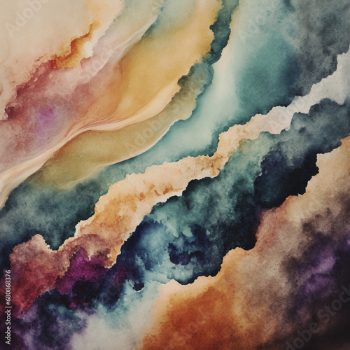 illustrazione con sfondo colorato di colori ad acqua diffusi su carta ruvida photo