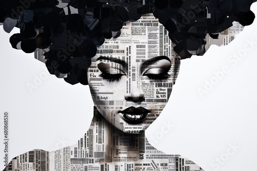 Illustration d'une femme noire en collage