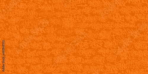 Orange Seamless Abstract Hip Hop Street Art Graffiti Style Urban Calligraphy Background