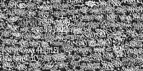 Seamless Dark Abstract Hip Hop Street Art Graffiti Style Urban Calligraphy Background