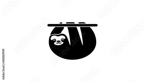 Sloth logo, black isolated silhouette 