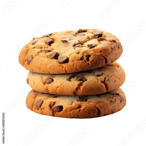 Chocolate chip cookies with transparent background