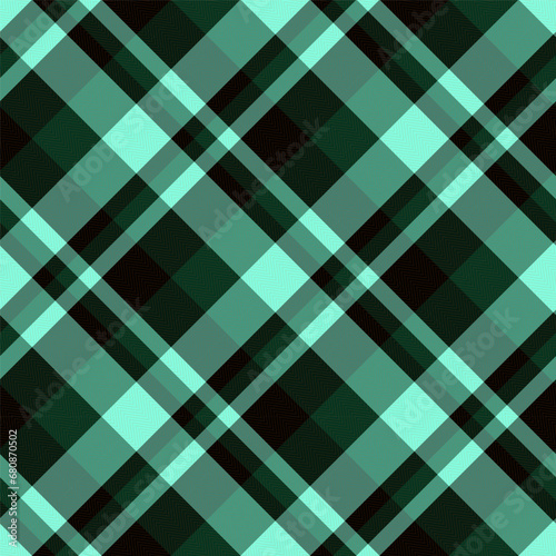 Plaid Seamless Pattern, Diagonal Gingham Vector Pixel in Dark Green Stripe, Simple Tartan Background Graphic Line Grid