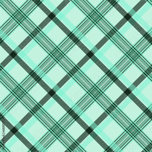 Plaid Seamless Pattern, Check Tartan Vector Pixel in Dark Green Stripe, Simple Diagonal Gingham Background Graphic Line Grid