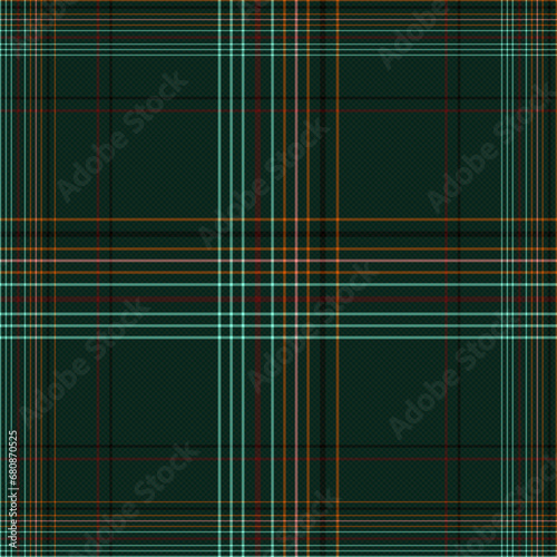 Plaid Check Seamless Pattern, EPS10 Vector Pixel in Dark Green and Multicolor, Simple Tartan Background Graphic with Herringbone Line Grid