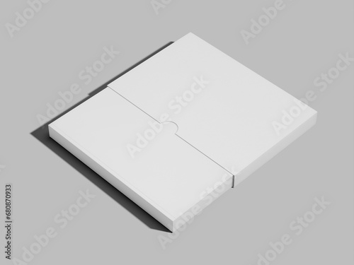Isometric White Blank Book Mockup with Book Sleeve Cover 3D Rendered photo
