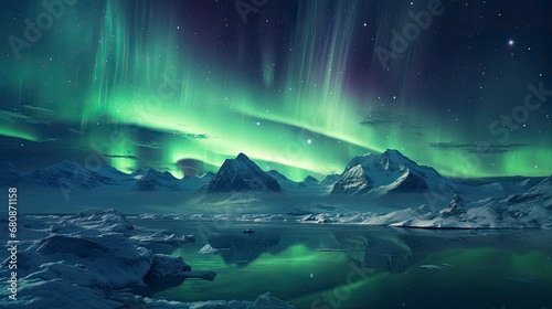 Aurora Borealis Dance Above Mountains with Rave-like Bokeh Aesthetics.