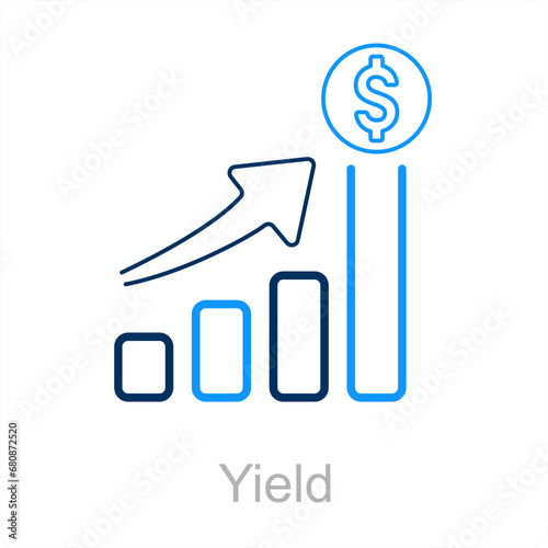 Yield and stock icon concept