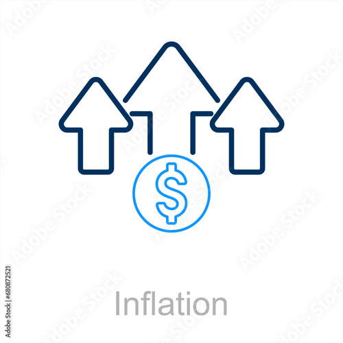 Inflation and money icon concept 