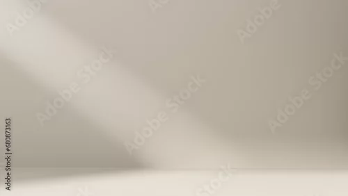 Obraz 3D render, unobtrusive background with shadow on the wall. Premium podium, stand on pastel light background. Mock up for exhibitions, presentation of products, therapy, relaxation and health.	
