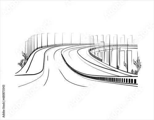 Illustration line Art of Dhaka Elevated Expressway. Elevated Expressway