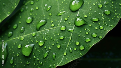 Intricate Leaf Pattern with Dewdrops. A Study in Natural Detail.