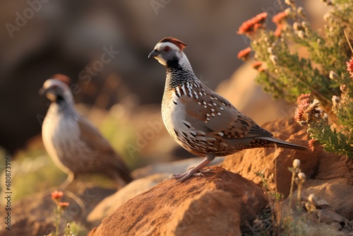 gambels quail in natural desert environment. Wildlife photography