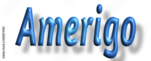 Amerigo -  lettering - light blue color, embossed tubular font, transparent background, holiday party design, vector project