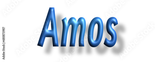 Amos -  lettering - light blue color, embossed tubular font, transparent background, holiday party design, vector project