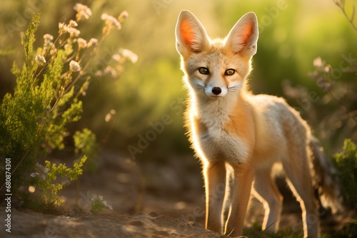 kit fox in natural desert environment. Wildlife photography