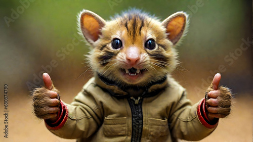 Fototapeta Naklejka Na Ścianę i Meble -  animal giving two thumbs up