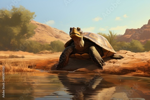 sonora mud turtle in natural desert environment. Wildlife photography photo