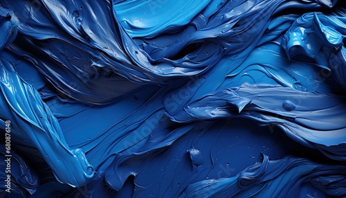 Immersive Blue Abstract Painting with Underwater Vibes
