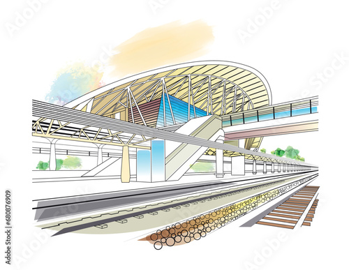Illustration art of Cox's Bazar Railway Station