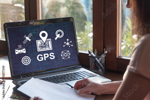 Gps concept on a laptop screen