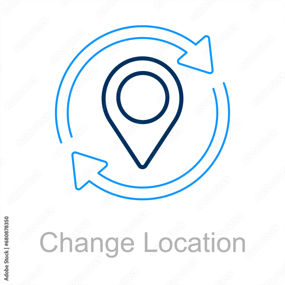 Obraz premium Change Location and map icon concept