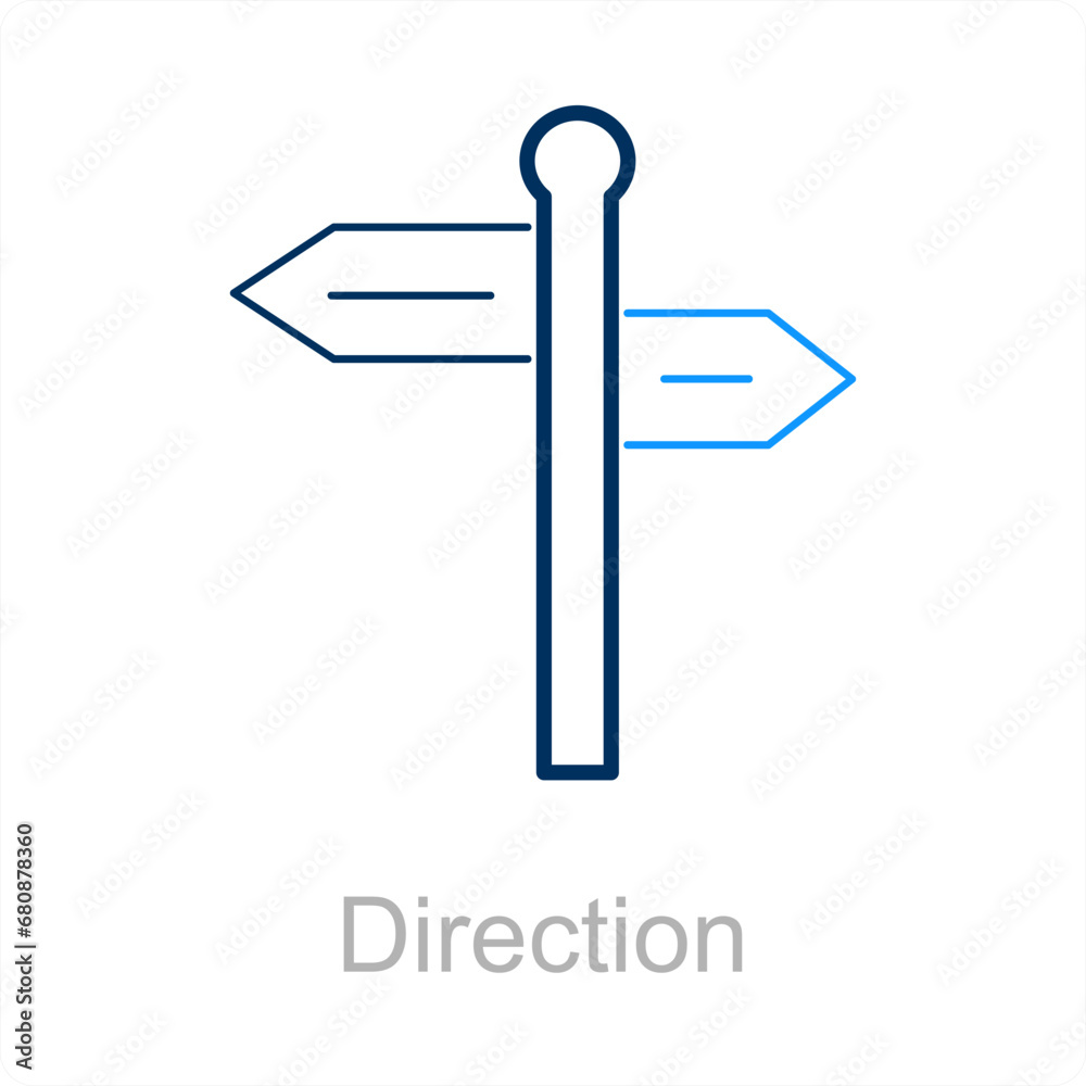 Direction and Route icon concept Direction and Route icon concept