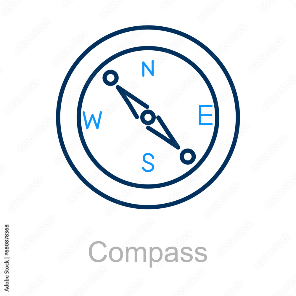 Compass and pin icon concepr Compass and pin icon concepr