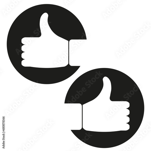 Hand showing symbol like icon in circle. Making thumb up. Yes symbol. Vector illustration. EPS 10.