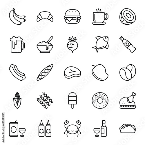 Outline icons set for Food.
