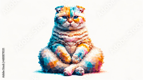 Colorful Polygonal Cat. Type K - Generated by AI