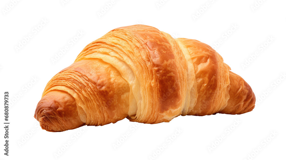 Croissant on white isolated on clear png background and transparent background. Bakery and pastry concept for cafe and restaurent, AI generative. 