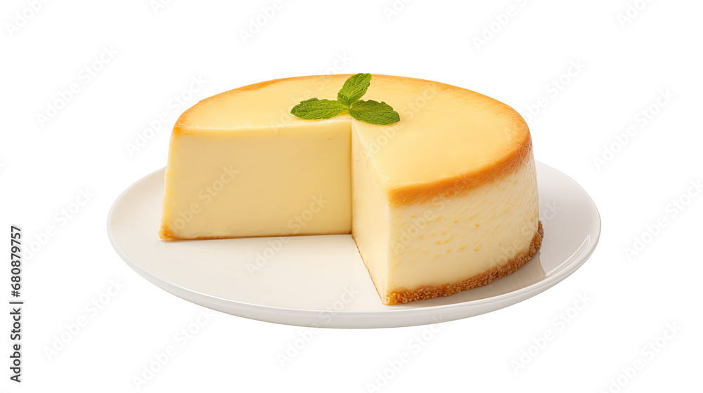 CheeseCake on white isolated on clear png background and transparent background. Bakery and pastry concept for cafe and restaurent, AI generative. CheeseCake on white isolated on clear png background and transparent background. Bakery and pastry concept for cafe and restaurent, AI generative.