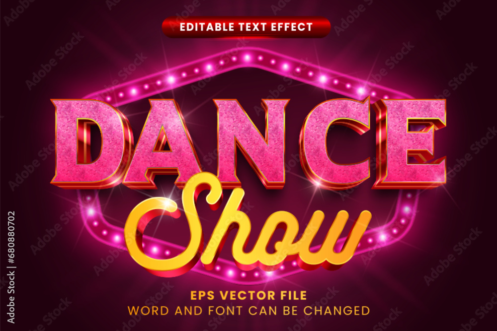 Dance show neon glow 3d vector illustration Dance show neon glow 3d vector illustration