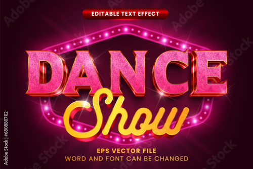 Dance show neon glow 3d vector illustration