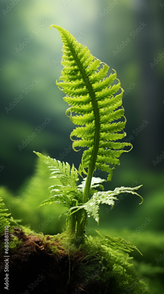 Fern in the forest, close-up. Nature background. 