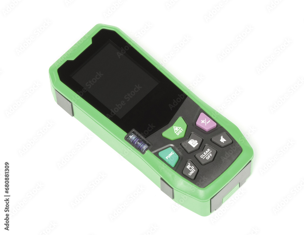 Modern laser distance measurer on a white background Modern laser distance measurer on a white background