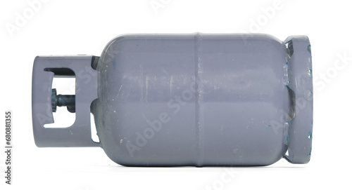 Large green gas cannister, isolated photo