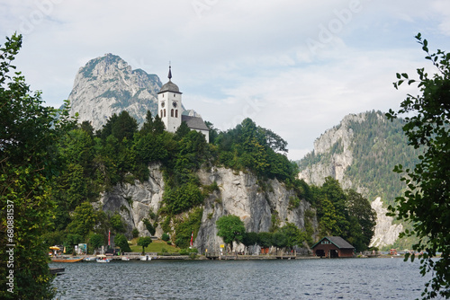 The view of Traun see in Salzkammergut region, Upper Austria photo