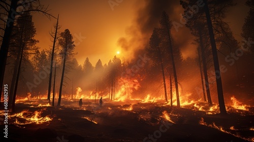 Extensive wildfires raging through national parks and forests © sirisakboakaew