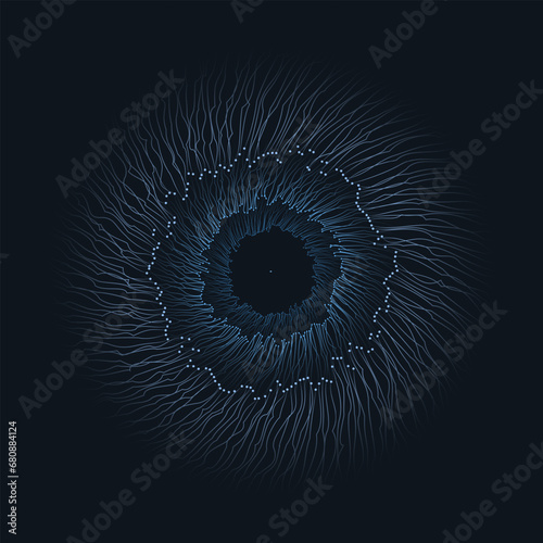abstract circular geometric background. Vortex of optical fibres. Digital eye. Futuristic concept. EPS vector illustration